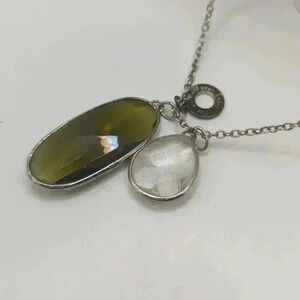 Stella & Dot LOVE WITH ALL YOUR HEART Quartz Agate 3 Pendant Chain Necklace fair
